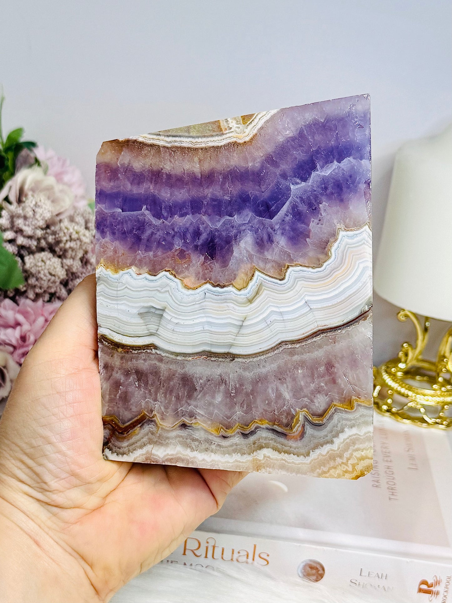 Natural Crazy Lace Amethyst Slab 13cm