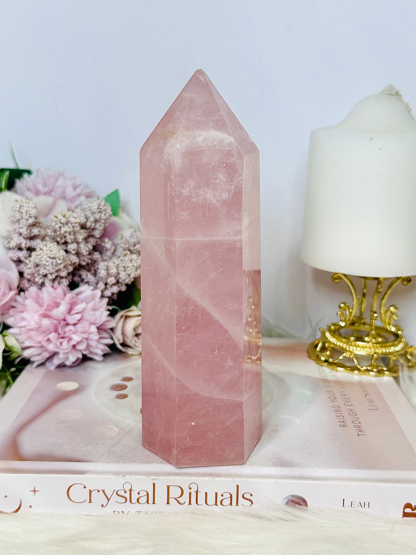 Large Rose Quartz Chunky Tower 711g 17cm ~ Discounted as slight chip on tip