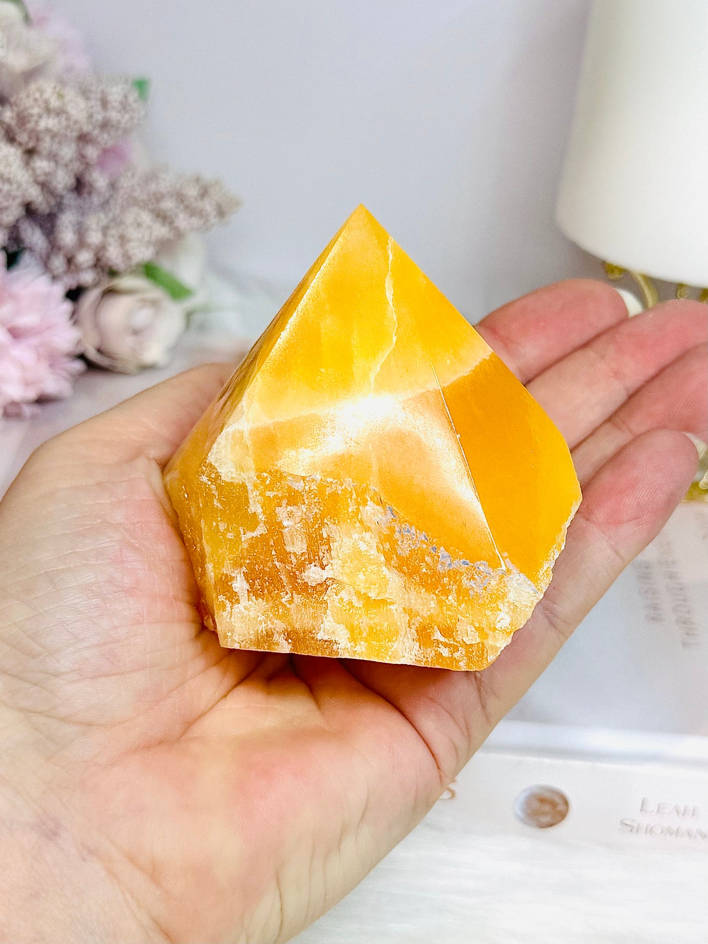 Orange Calcite Top Polished Point 277g