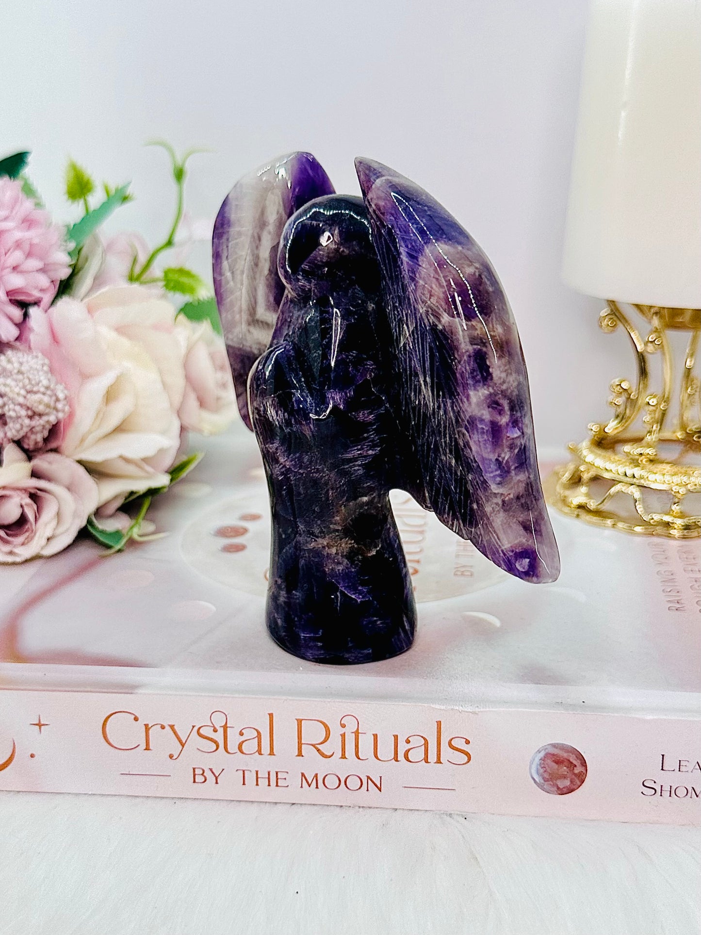 Protection From Negativity & Stress ~ Absolutely Divine 11cm Chunky Dream | Chevron Amethyst Angel Carving
