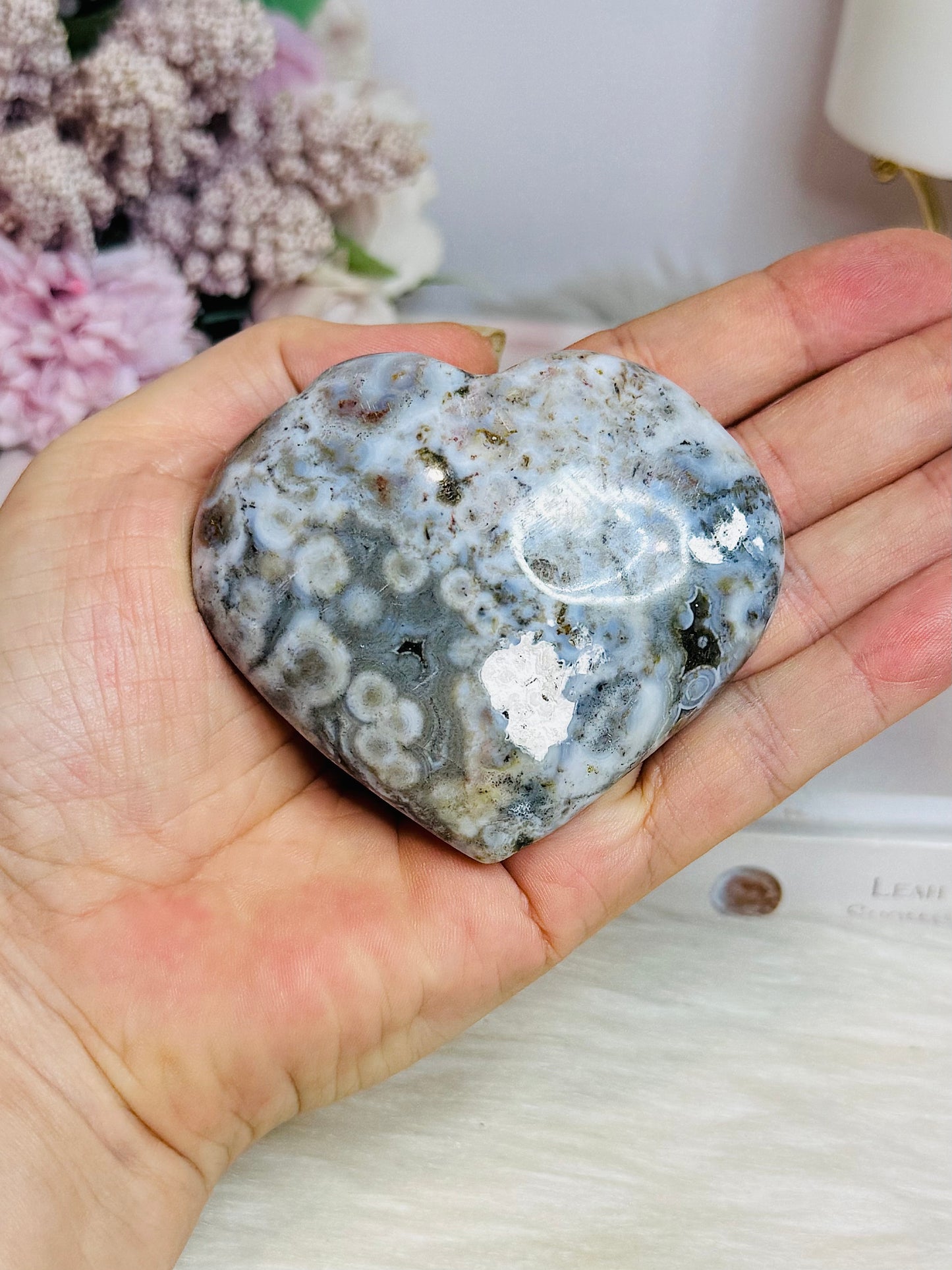 Orbicular Ocean Jasper Puffy Heart 7cm