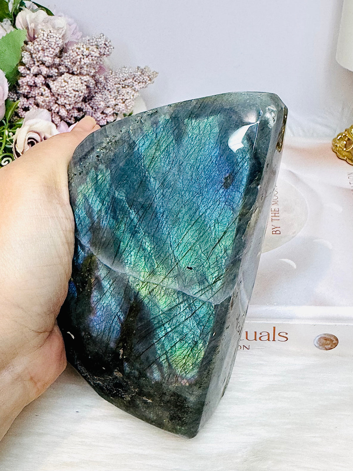 Large Labradorite Freeform Full of Flash 15cm 1.08KG ~ Discounted as chip on edge