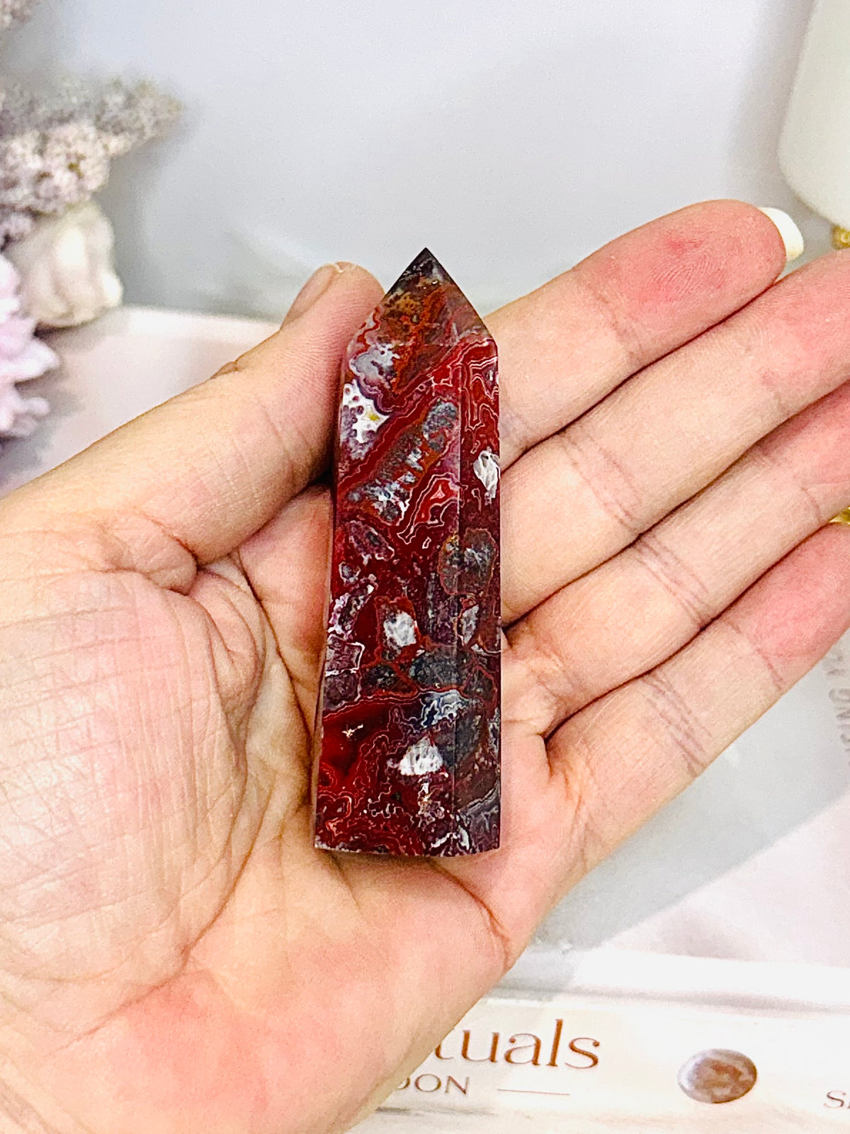 Mexican Lace Agate Tower 8cm