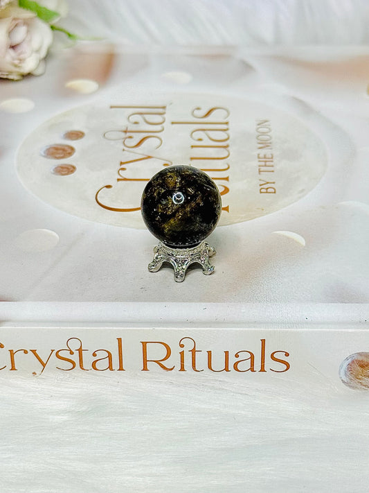 Rare Mini Herkimer Diamond Sphere on Stand