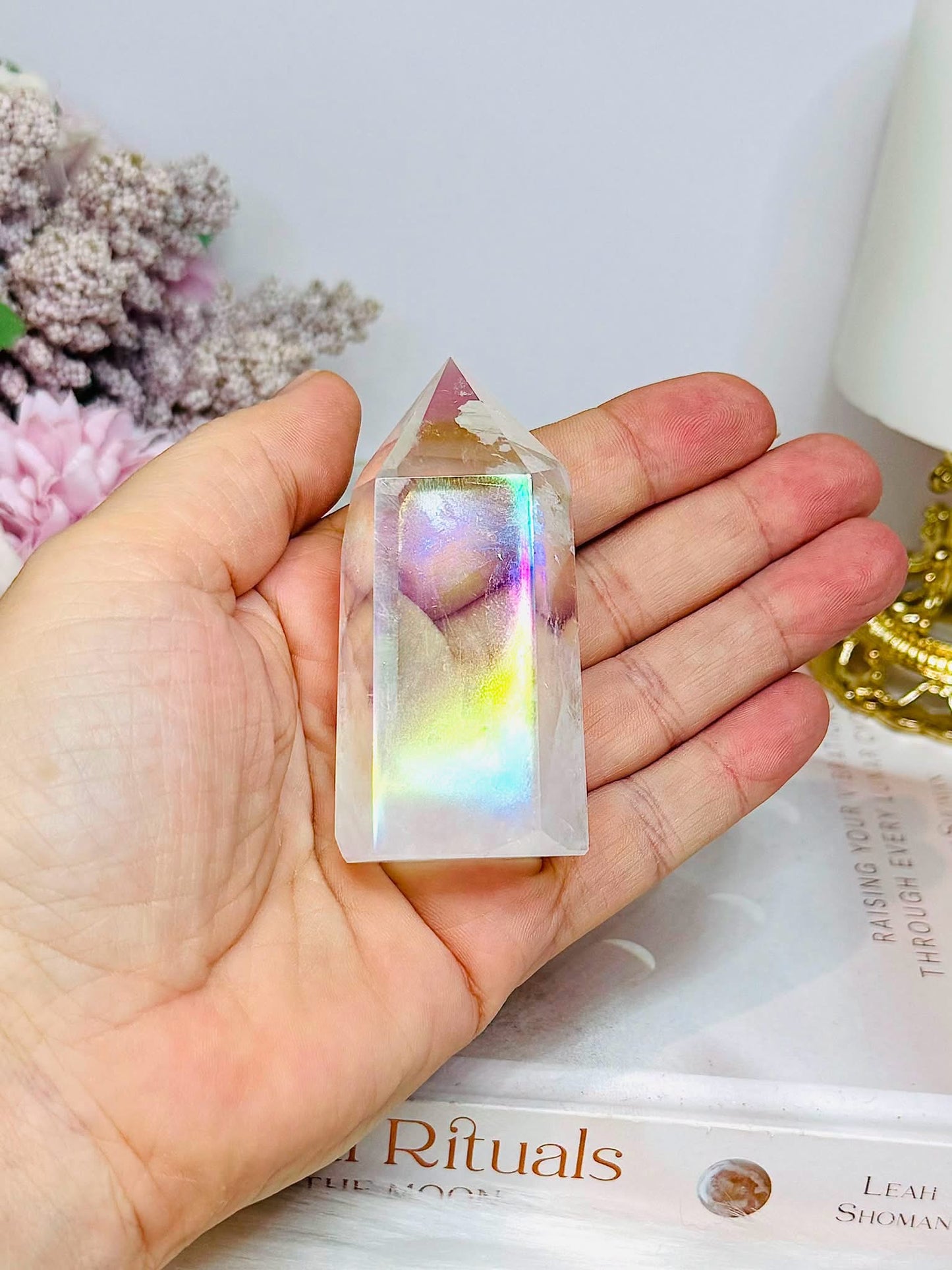 Chunky Clear Quartz Angel Aura Tower 7cm