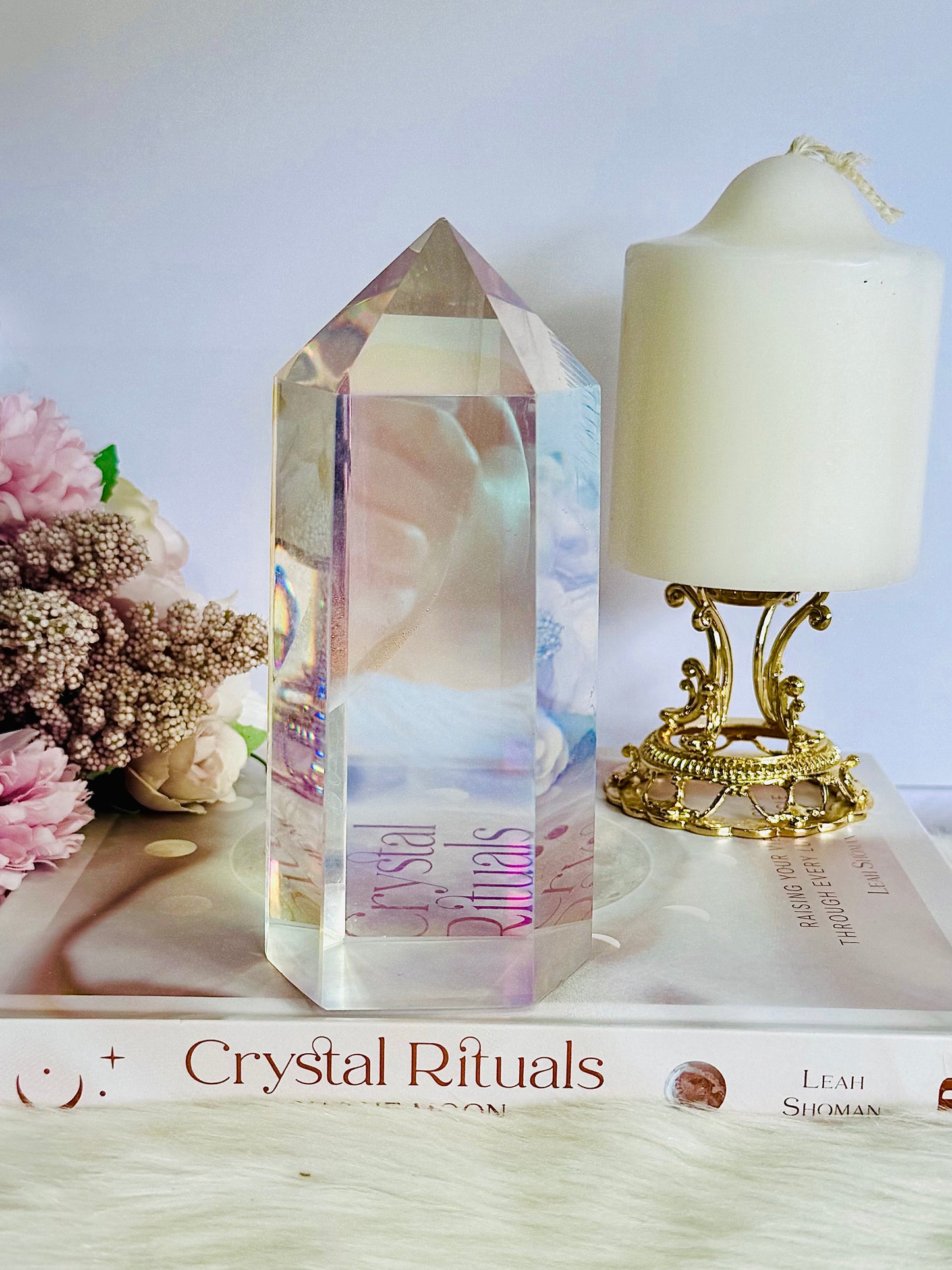 Chunky Angel Aura Glass Tower 15cm