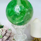 Huge Green Fluorite Sphere with Rainbows On Tall Glass Stand 1.4KG (stand can be changed)