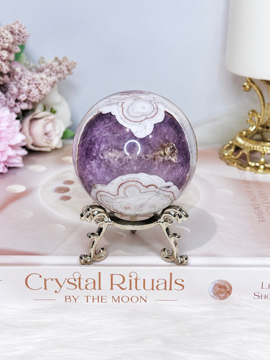 Crazy Lace Amethyst Sphere on Stand 274g