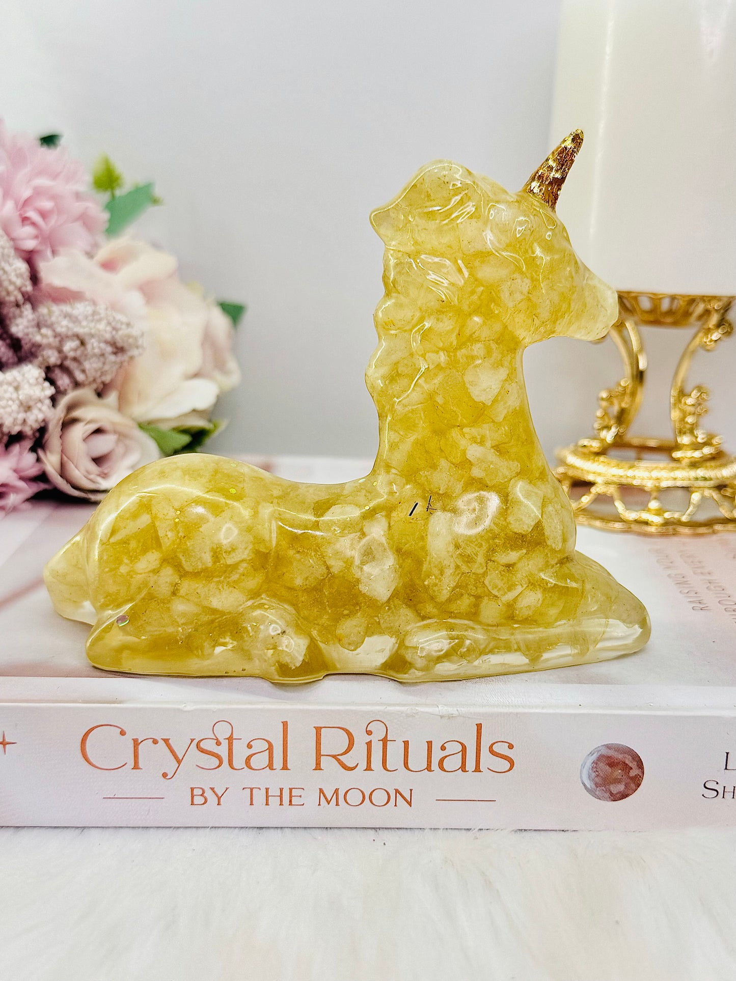 Citrine Filled Resin Unicorn Large 12cm