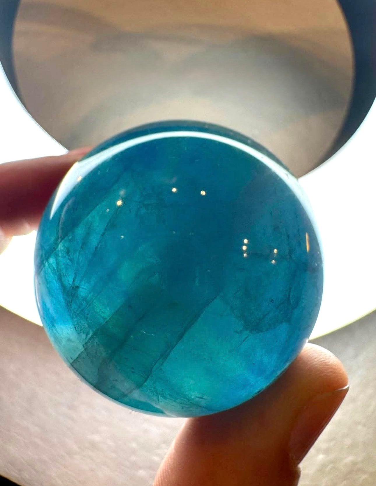 Rare Blue Fluorite Sphere On Stand 120g