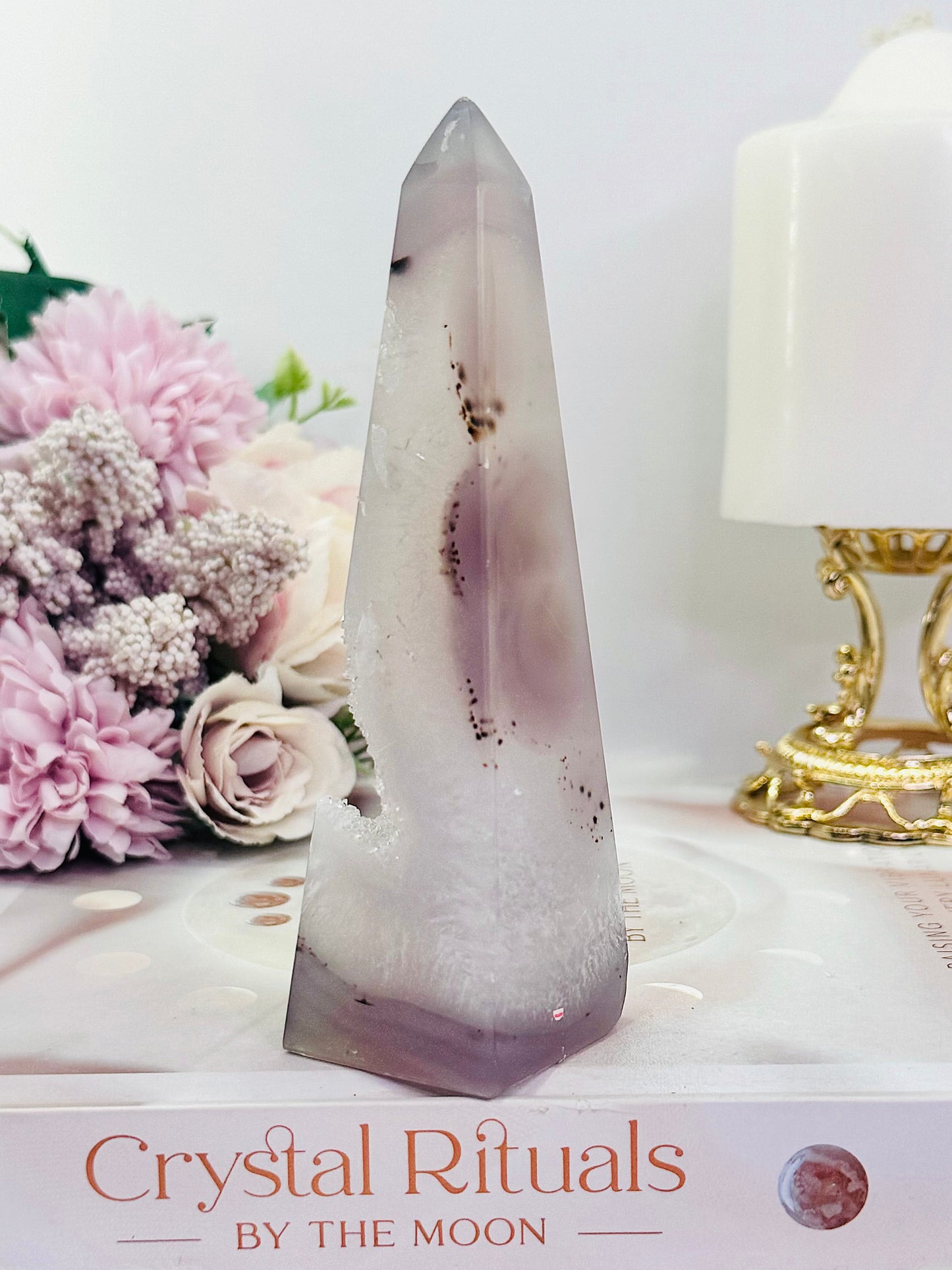 Stunning 13cm Sugar Druzy Agate Obelisk | Tower From Brazil