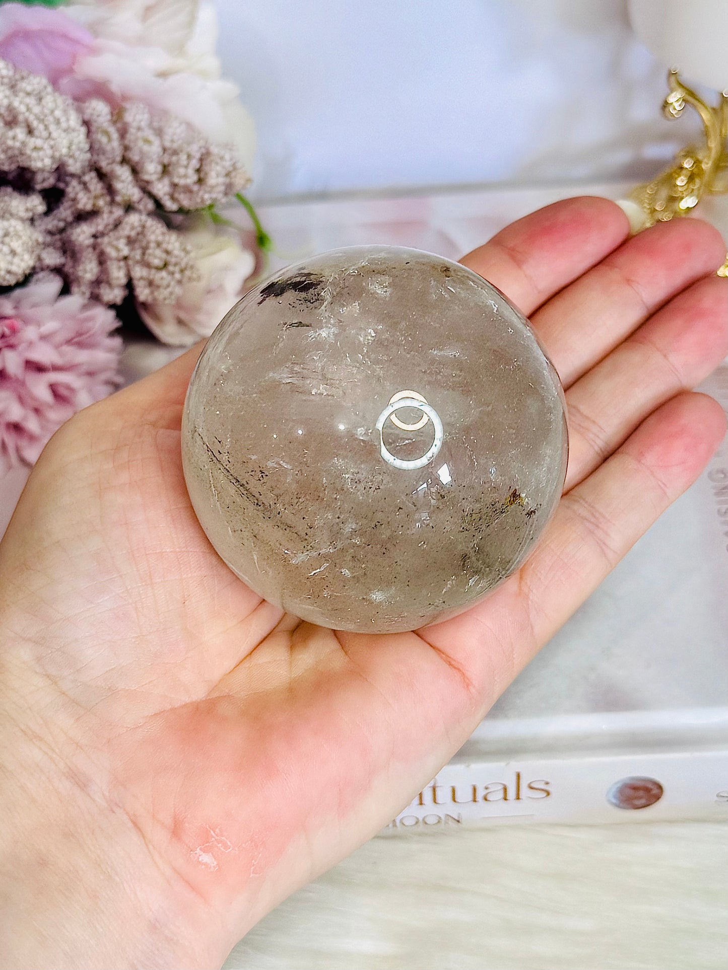 Large Garden Quartz Sphere On Stand 378grams