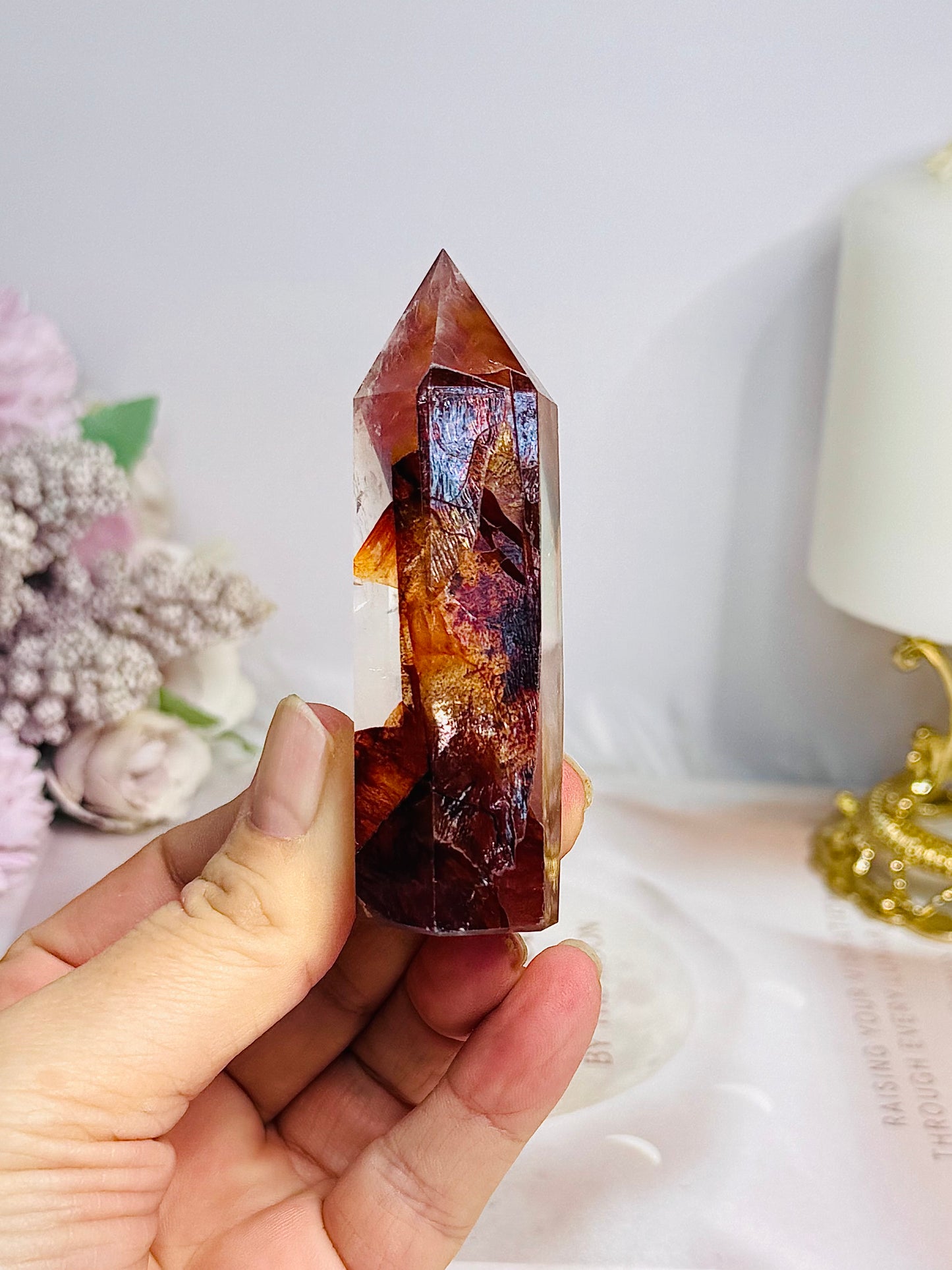 High Grade Fire Quartz Tower Full of Rainbows 8cm