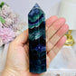 High Grade Rainbow Fluorite Tower 345g 13cm