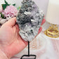 Tall 18cm Natural Zeolite | Flower Amethyst Slab on Stand From Brazil