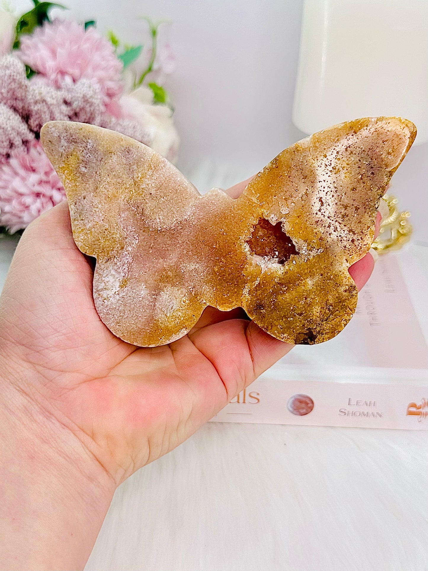 Gorgeous Carved 12cm Chunky Druzy Pink Amethyst Butterfly From Brazil
