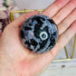 Beautiful Indigo Gabbro Natural Sphere on Gold Swing Stand 400grams