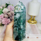 Moss Agate Druzy Tower 15cm 430g