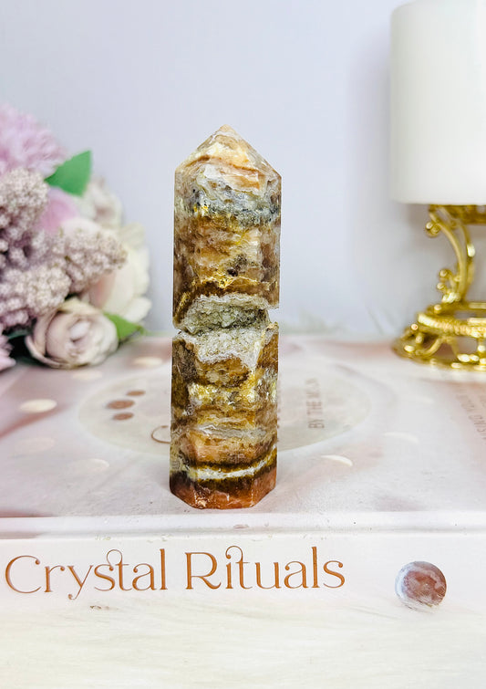 Druzy Sunstone Tower with Apatite Inclusion 10cm