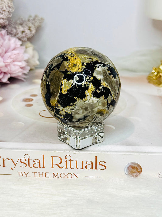 Volcano Agate (UV Reactive) Sphere on Stand 186g