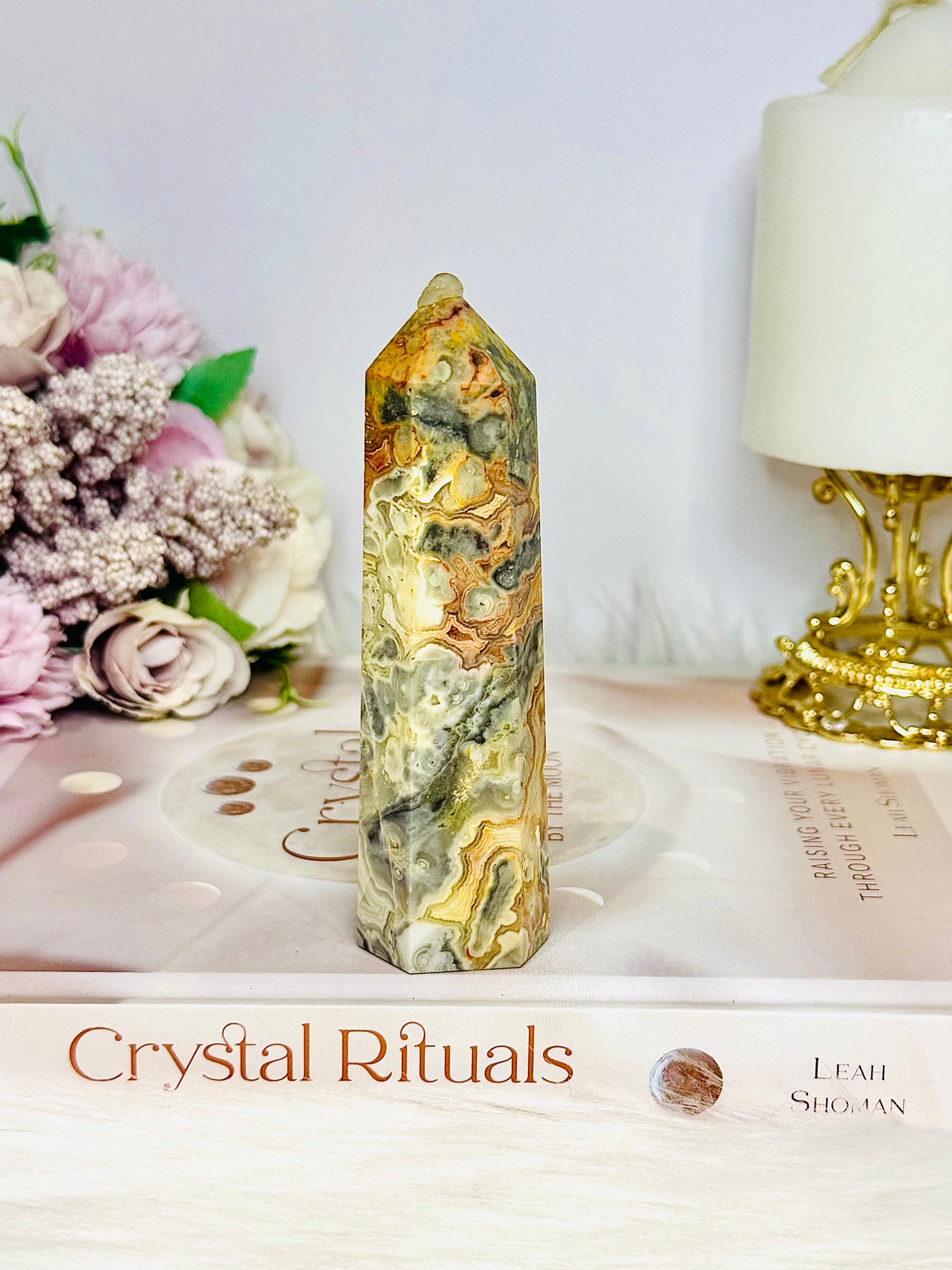 Crazy Lace Agate Tower 11cm