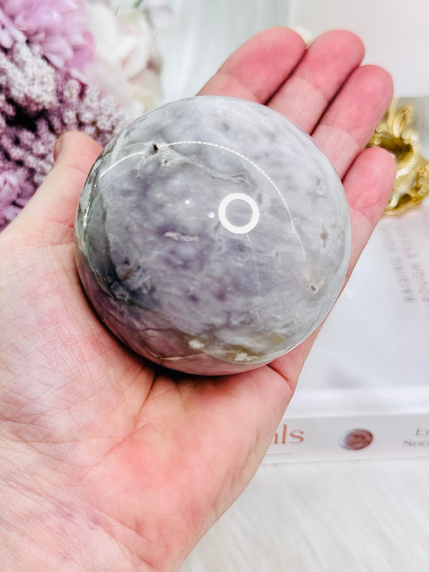 So Unique!! Divine Large 408gram Pink Amethyst Sphere On Stand From Brazil (Glass stand in pic is display only)