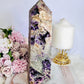 Huge Naturally Formed Purple Cubed Fluorite in Matrix Carved Tower | Generator 22.5cm