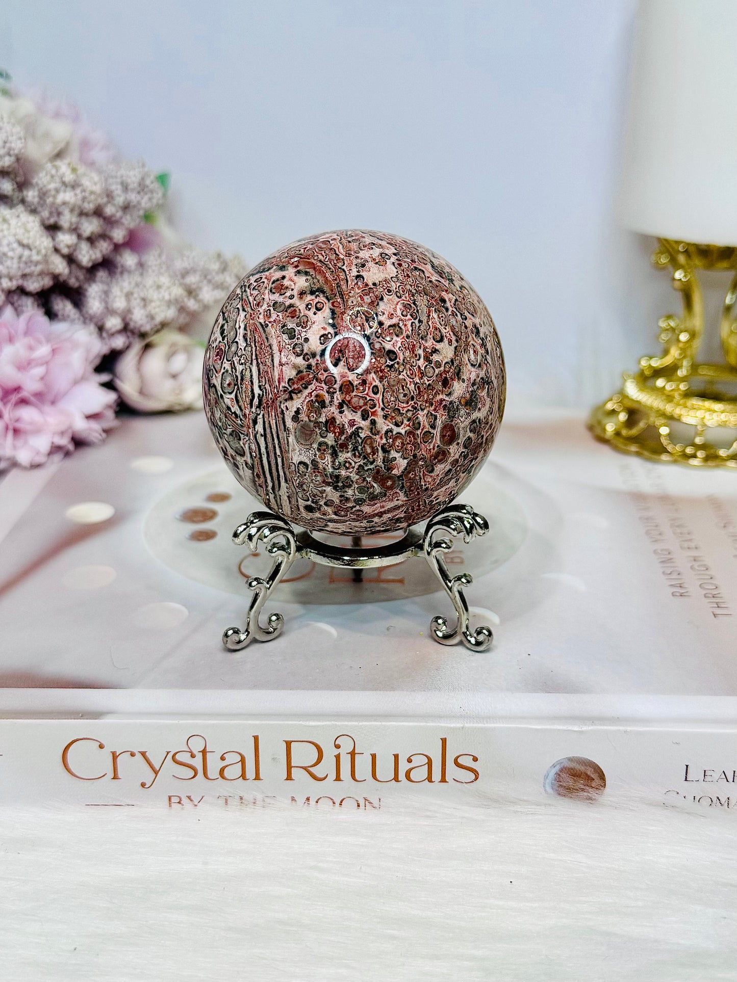 Leopard Skin Jasper Sphere on Stand 240g