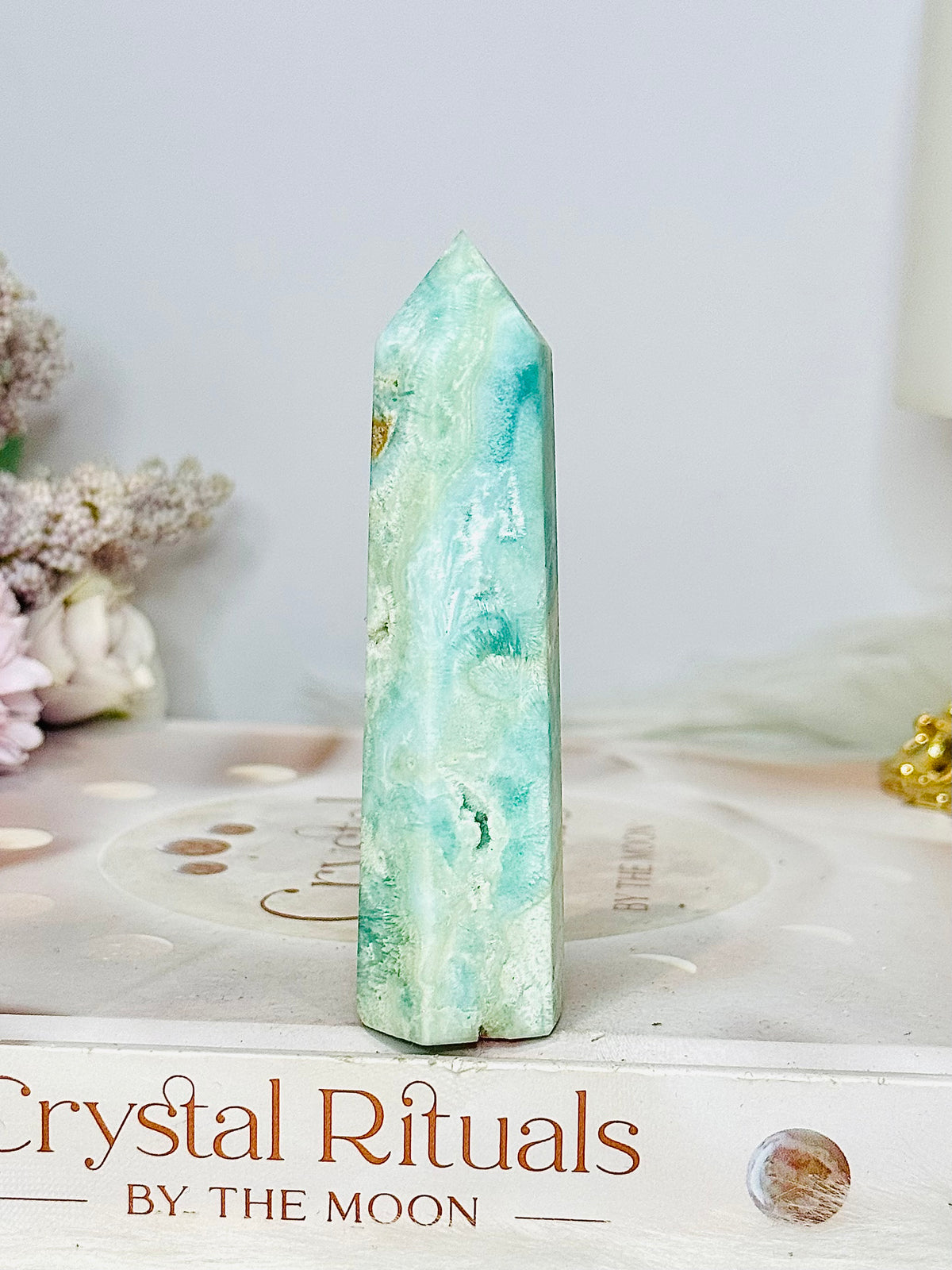 Blue Hemimorphite Druzy Tower 9cm