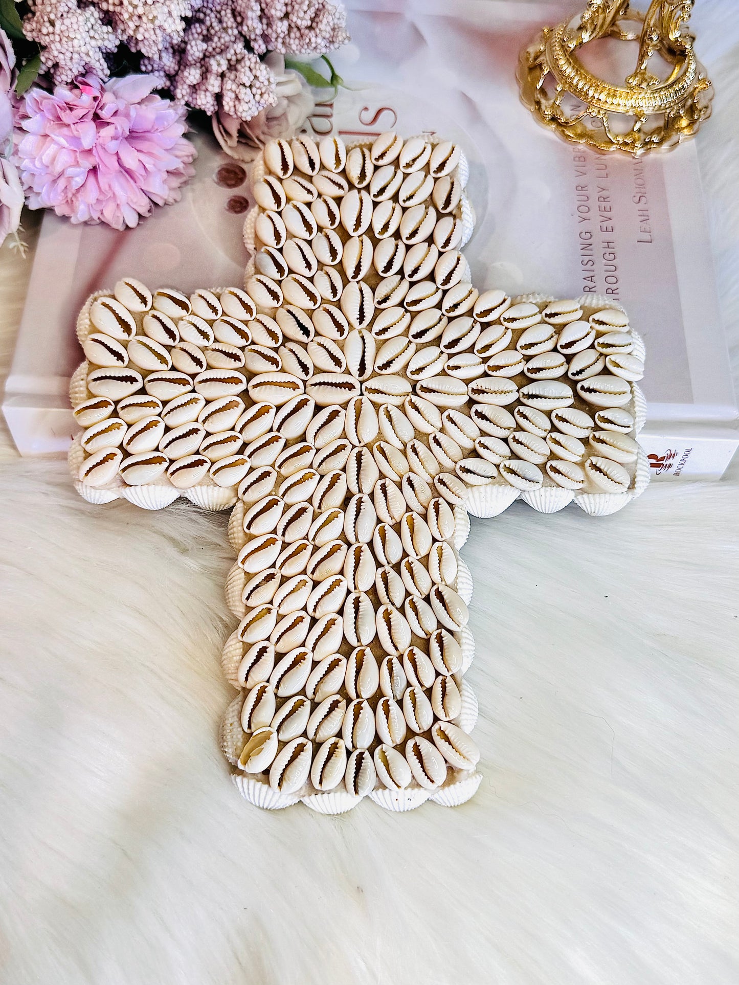 Coastal Decor 20cm Natural Shell Cross