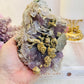 Wow!!! What A Beauty!! Large 608gram Incredible Natural Purple Fluorite Specimen On Gold Stand