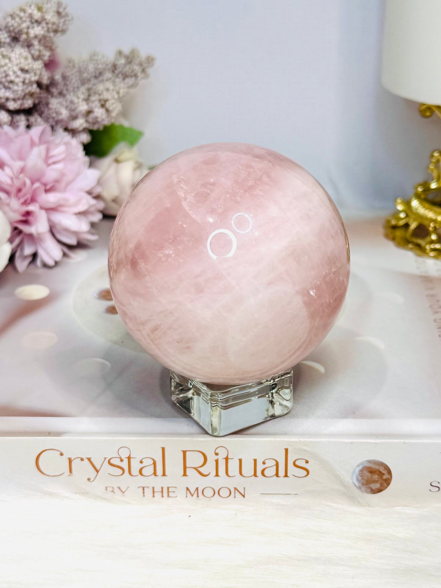Large Rose Quartz Sphere (with Iron Oxide) on Stand 408g