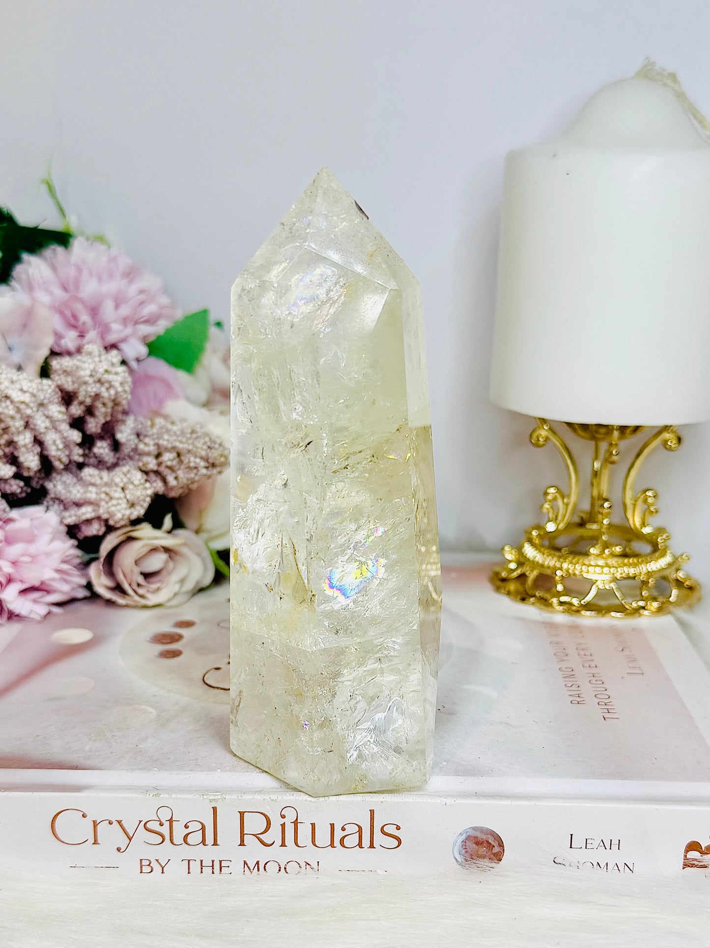 High Grade Clear Quartz Tower with Rainbows 13.5cm 434g
