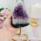 Large 20cm 1.1KG Natural Amethyst Agate Cluster Freeform on Gold Stand