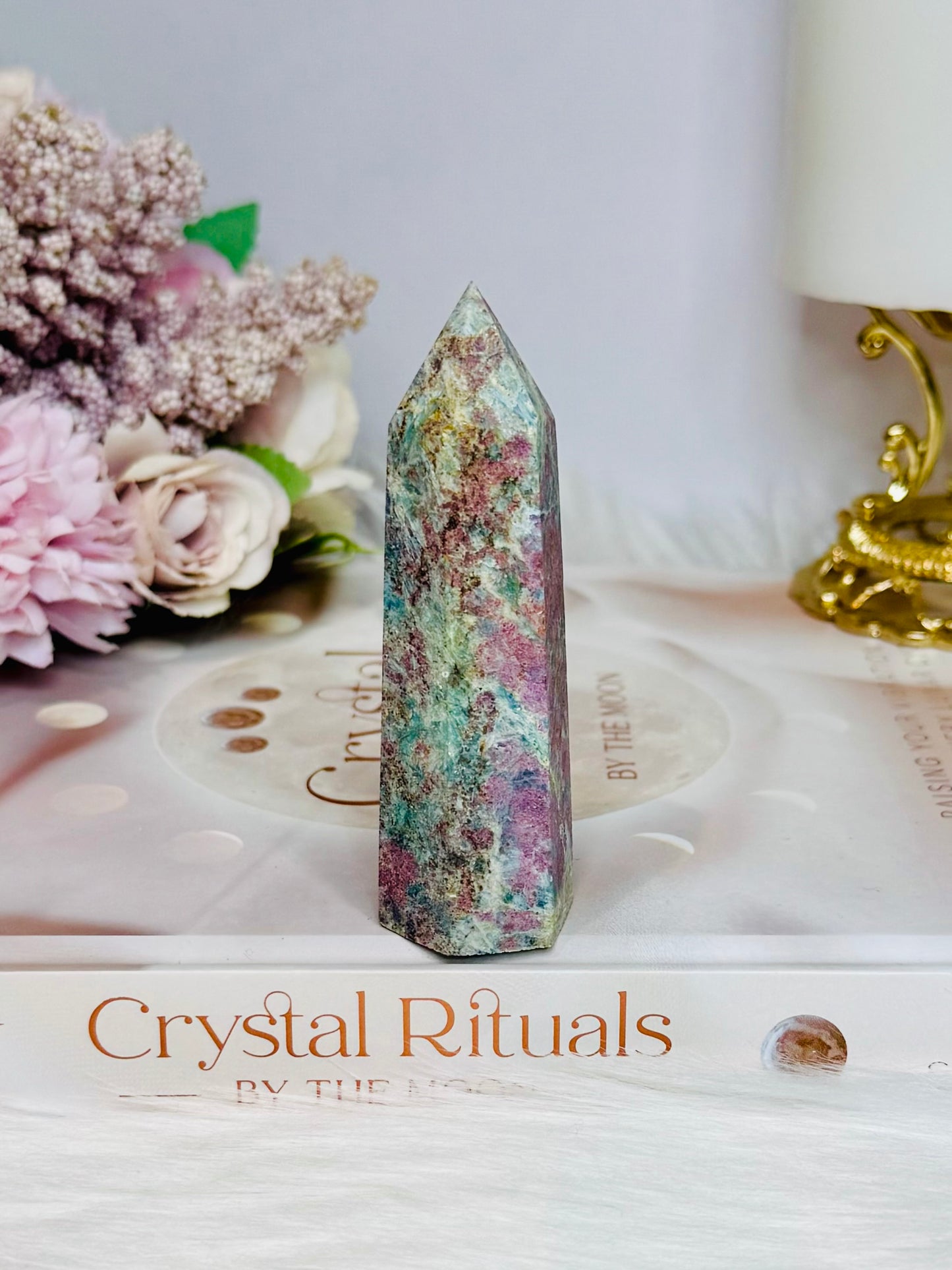 Rare Ruby In Blue Apatite Tower (UV Reactive) 9cm