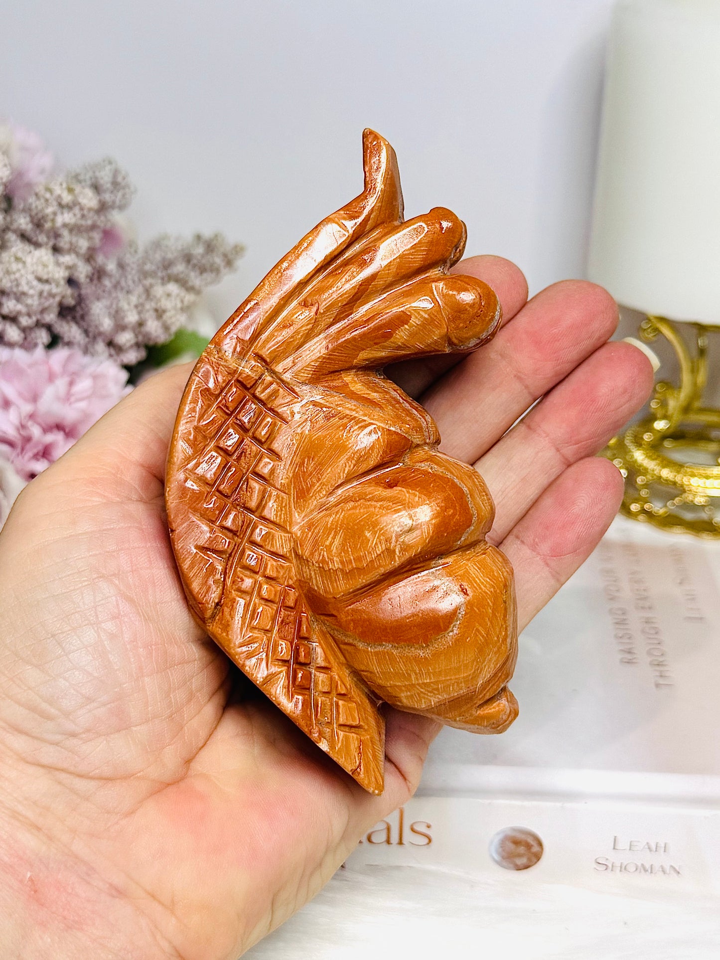 Chunky Large Orange Jasper Snail 11.5cm 296g