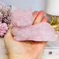 Large Rose Quartz Carved Cat 11cm 488g (Small Chip On Tail)