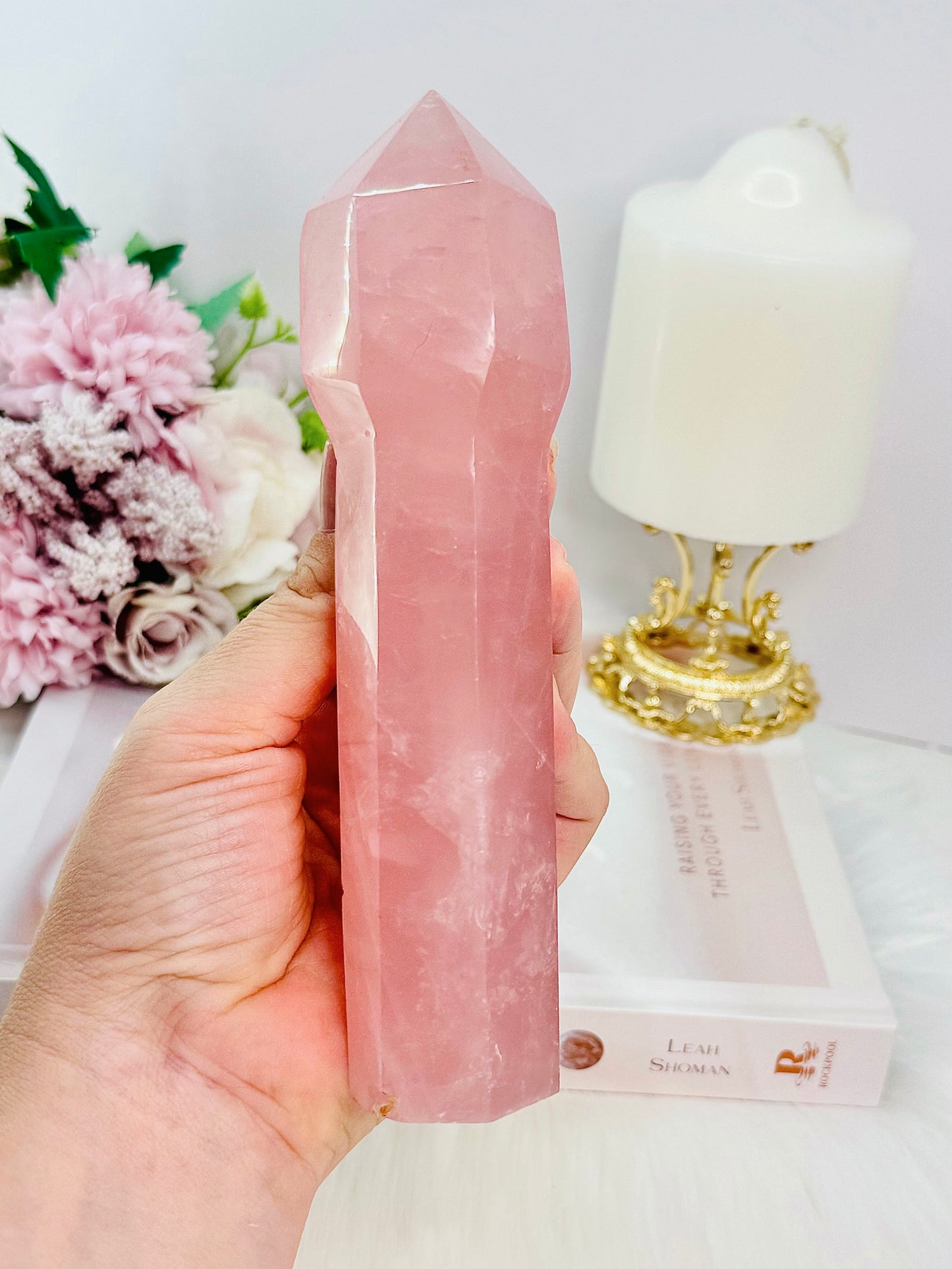 Large High Grade Dark Pink Rose Quartz Sceptre | Tower 17.5cm