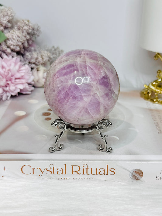 Large Kunzite Sphere on Stand 398g