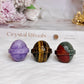 Set of 3 Crystal Planets ~ Lepidolite, Tigers Eye & Bloodstone