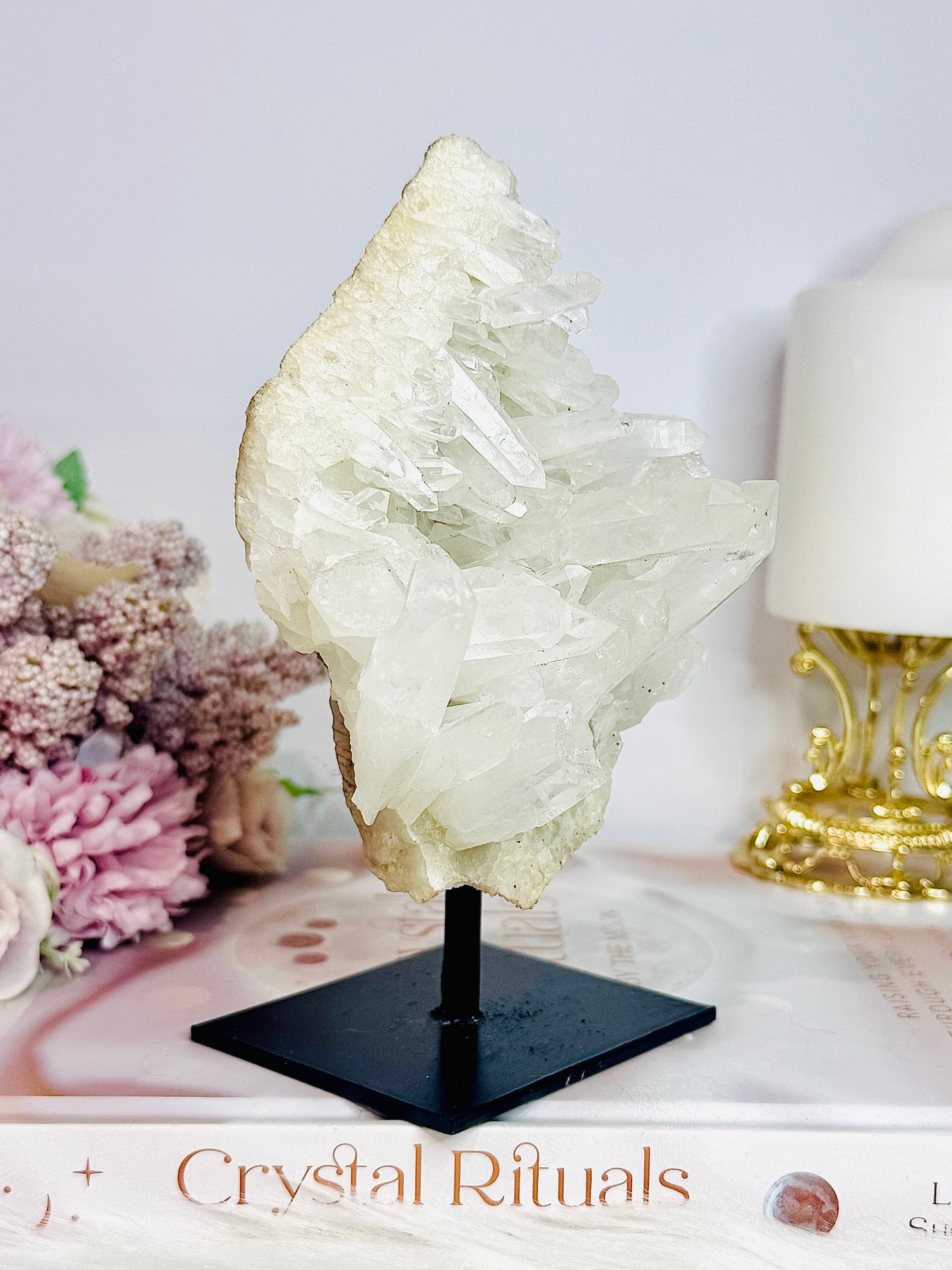 Master Healer ~ Gorgeous Chunky Large 15cm Clear Quartz Cluster | Specimen On Black Stand