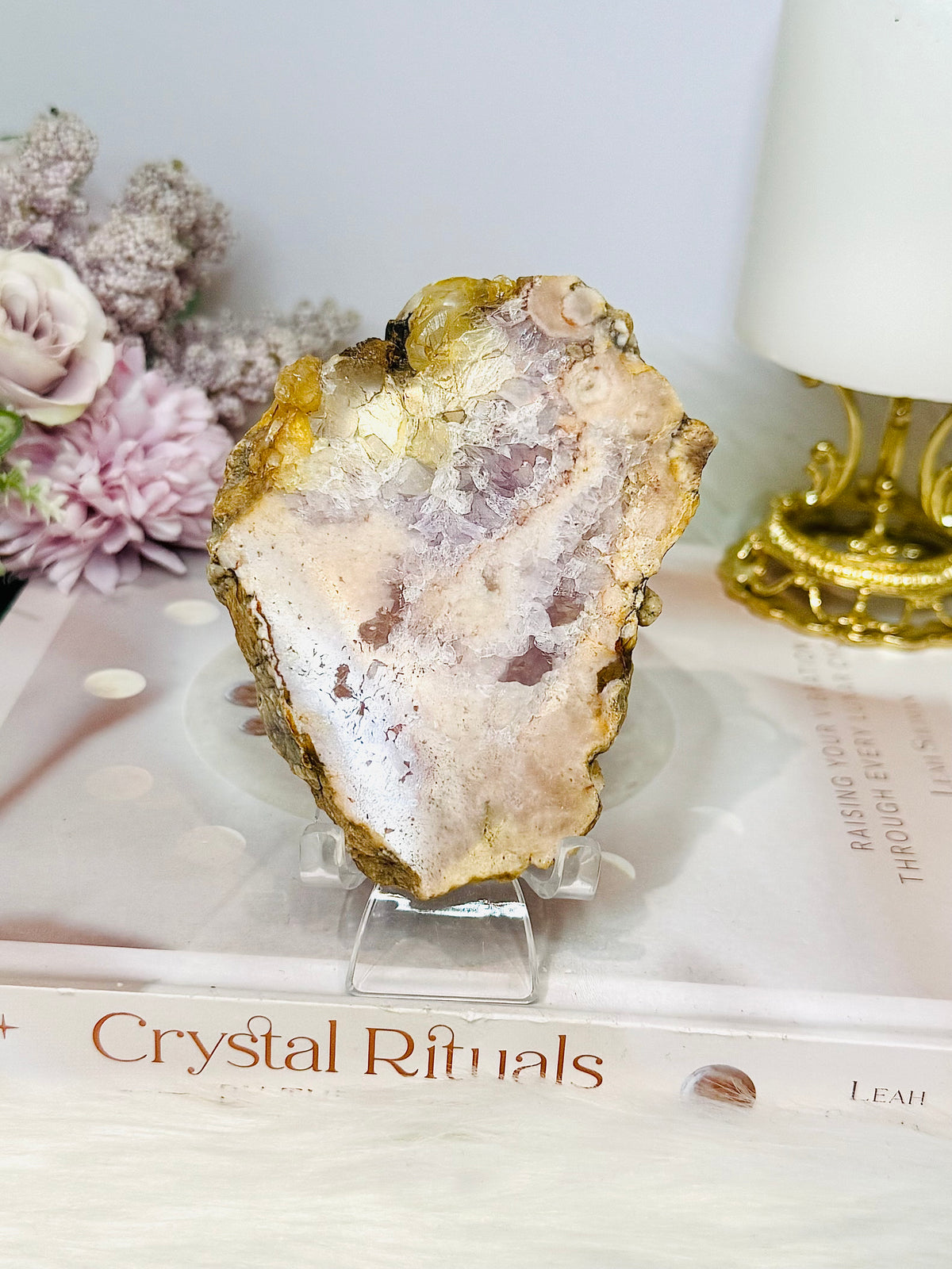 Natural Pink Amethyst Slab on Stand 10cm 166g