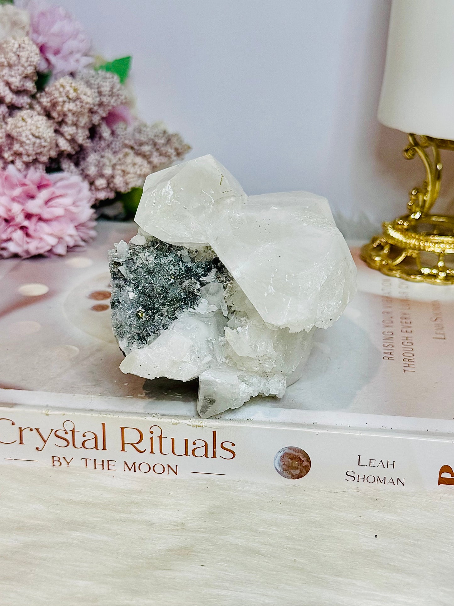 Large Clear Quartz Specimen with Pyrite 424g