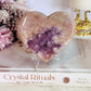 Fabulous High Grade Druzy Pink Amethyst Carved Heart 10cm On Stand