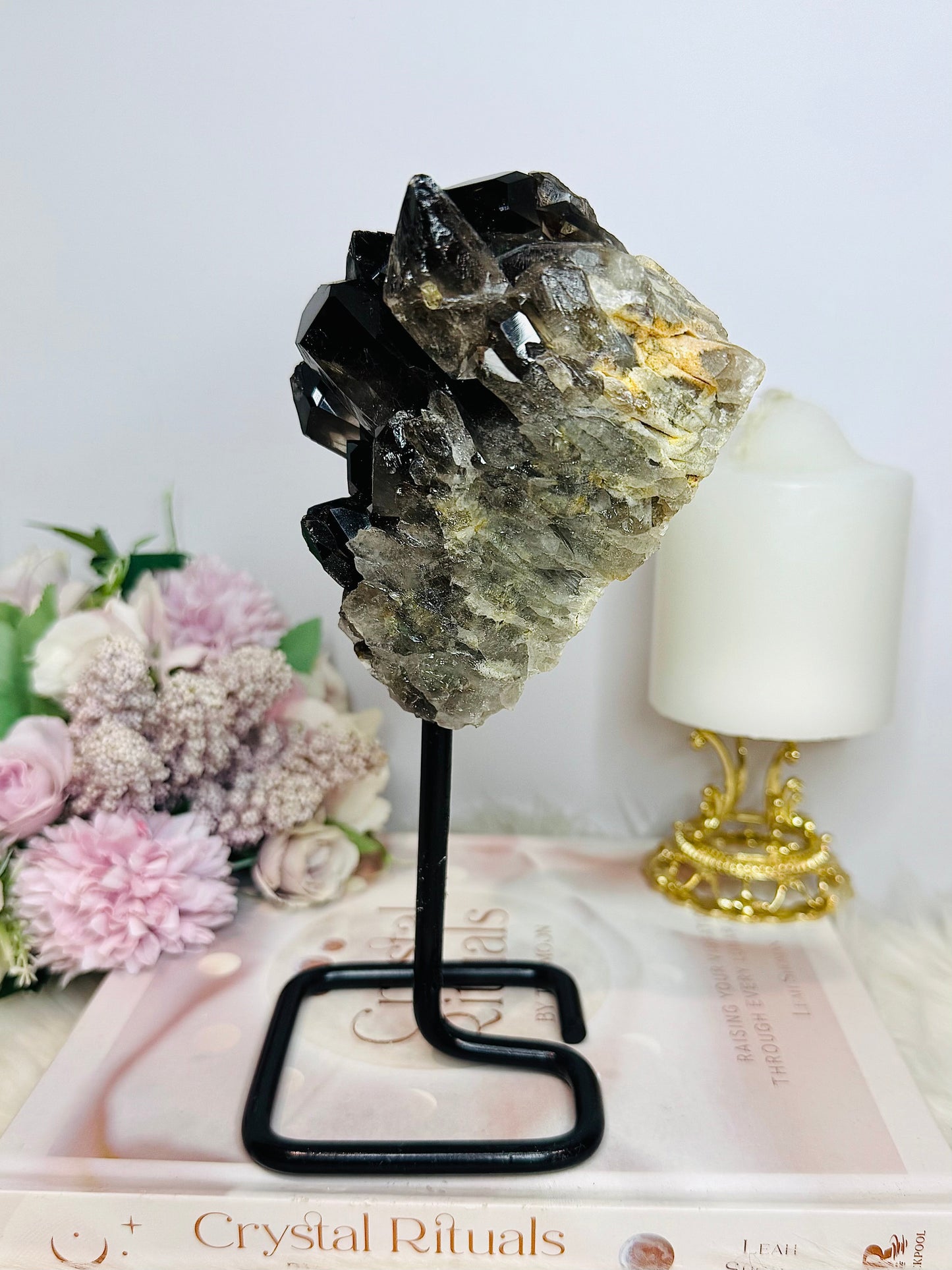 Large Smokey Quartz Cluster On Stand 812g 20cm