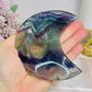 Fluorite Moon with Rainbows On Stand 11cm