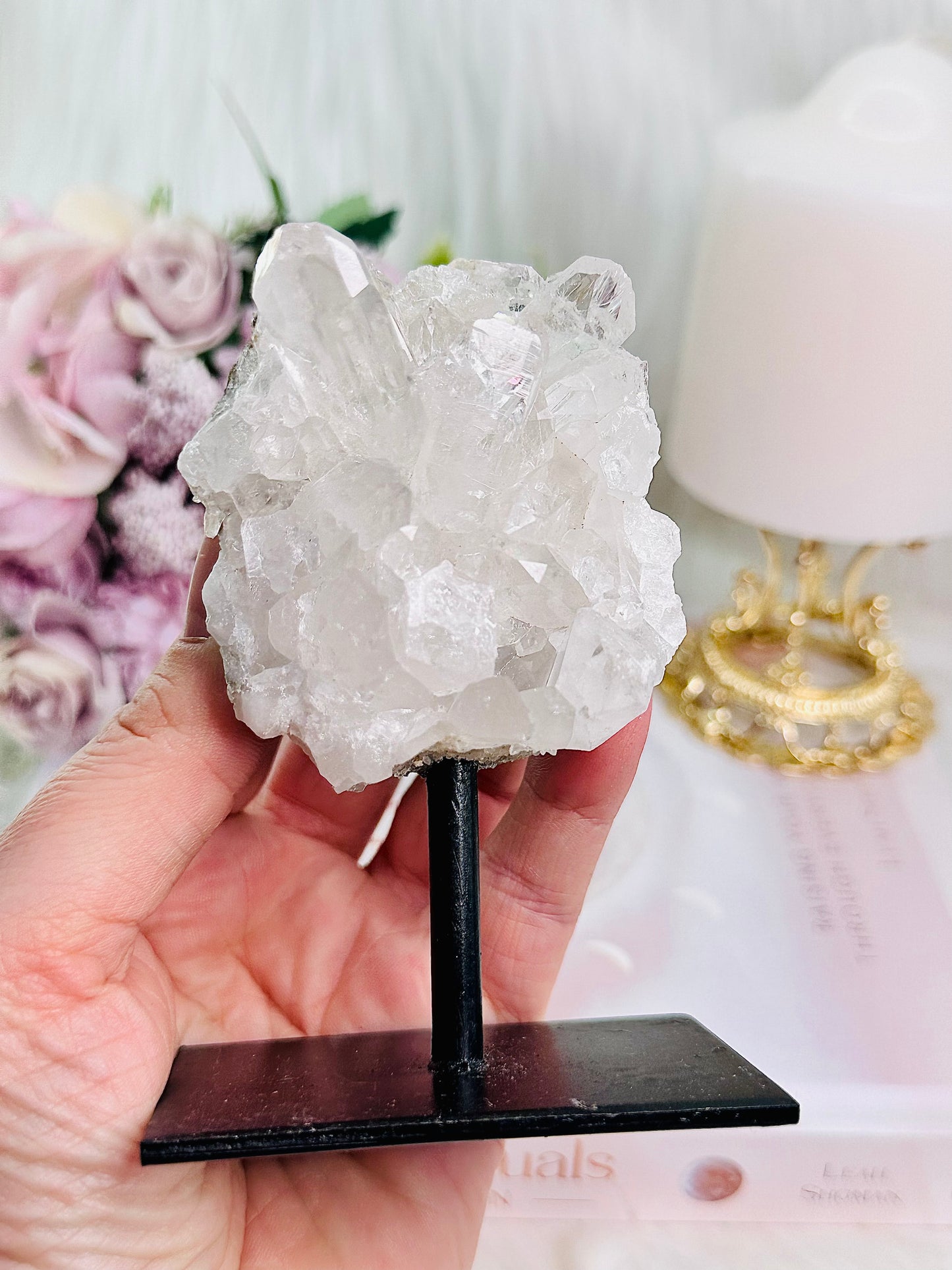 A Master Healer ~ Incredible Natural High Grade Clear Quartz Cluster on Stand From Brazil 287grams