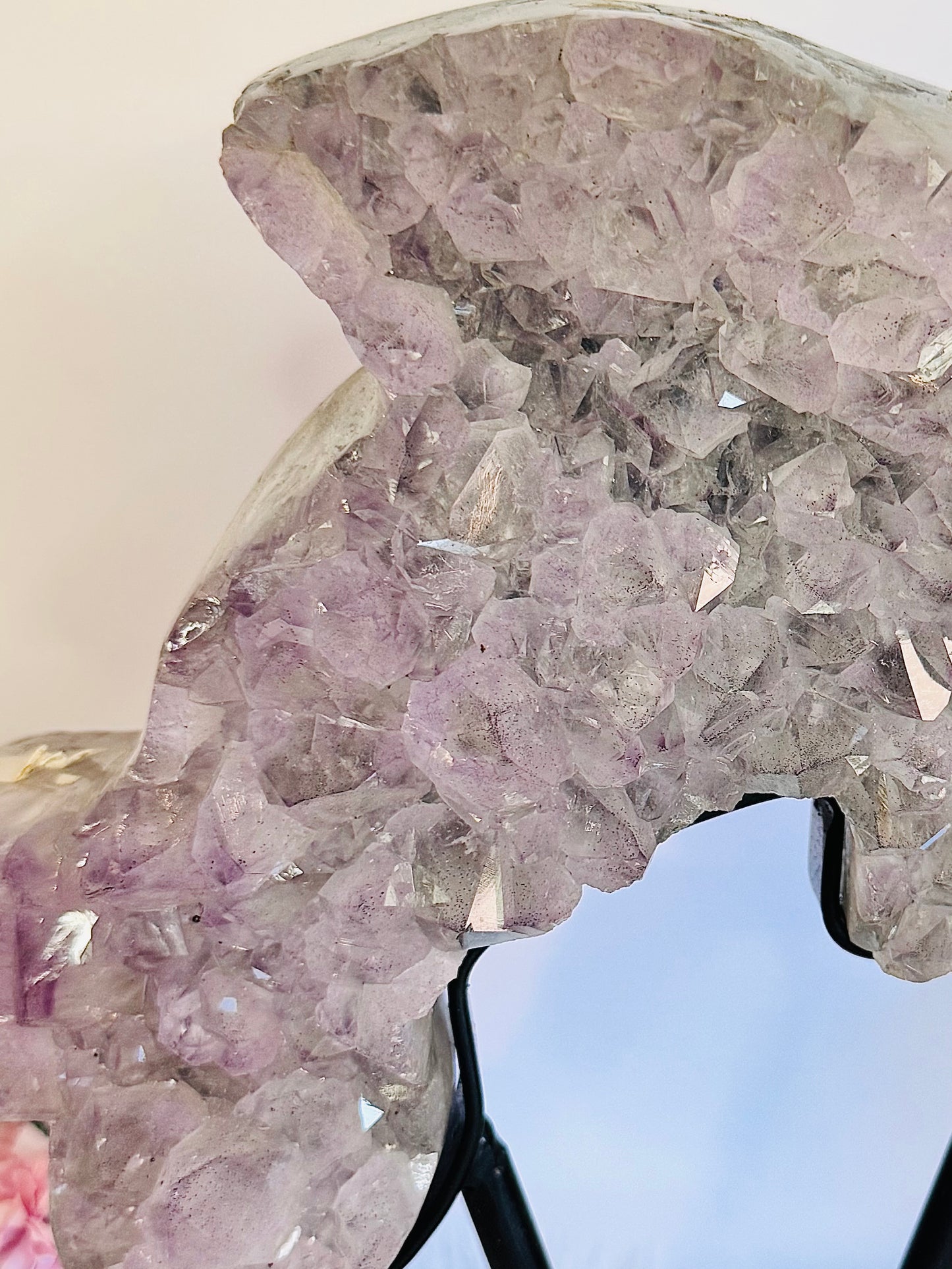 MASTER PIECE!!!! Huge 30cm 3.92KG Amethyst Cluster Carved Dolphin On Stand From Brazil