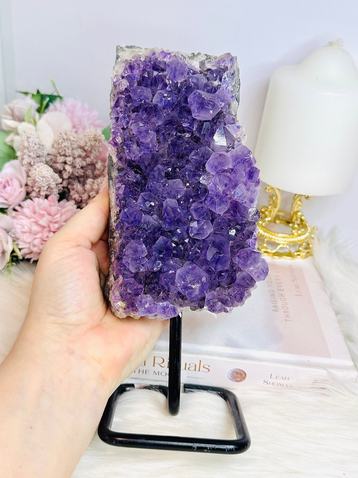 Large Amethyst Cluster Slab On Stand 21cm