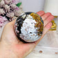 Large Mexican Crazy Lace Agate Druzy Sphere on Stand 449g